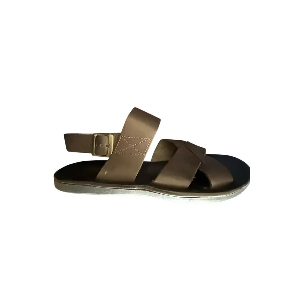 Democrata Mens Brown Zion Leather Criss Cross Strappy Casual Sandals Size 42